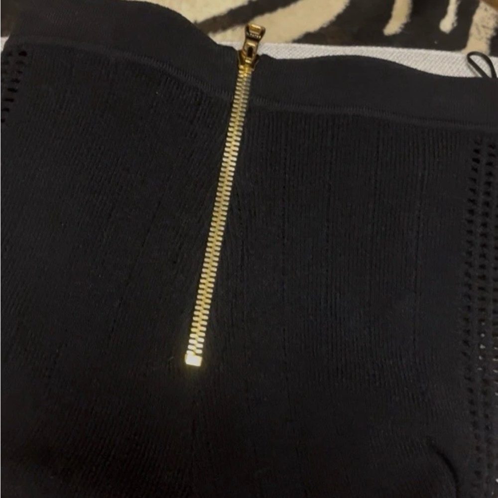 Balmain Black Knit Skirt with Gold Exposed Zip - Picture 5 of 6